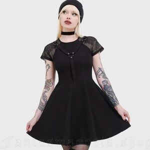 Killstar retro goth punk emo night dusk fishnet fitted mini dress size small